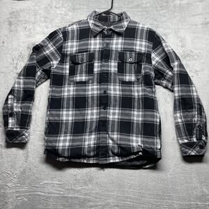 Shaka-wear Black Plaid Flannel Jacket Size L Y2K